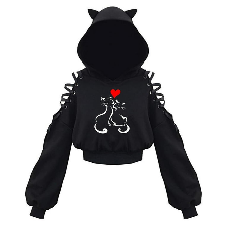 Plus size 2024 cat ear hoodie