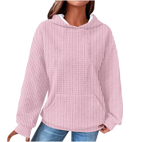Plus Size Hoodies for Women Pullover Fashion Loose Fitting Solid Color Long Sleeved Hoodie Sports Top