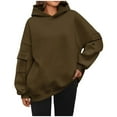 thumbnail image 1 of Plus Size Hoodies for Women Pullover Fashion Solid Color Long Sleeved Pocket Loose Hooded Top Sweatshirt, 1 of 6
