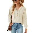 thumbnail image 1 of Plus Size Hoodies for Womens Tops Fashion New Solid Hooded Button Loose Long Sleeve Tops Sweater on Clearance, 1 of 9