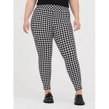 Plus Size Houndstooth Print Summer Spring Leggings Women High Elastic Waist Skinny Pencil Pants Female Large Size Capri 7XL 8XL