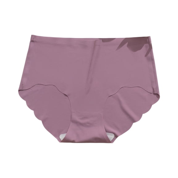 Plus Size Ice Silk Panties, Seamless No Show & Ultra Thin for Breathable Comfort, Cooling & Invisible Underwear for Curvy Women in All Seasons Purple M