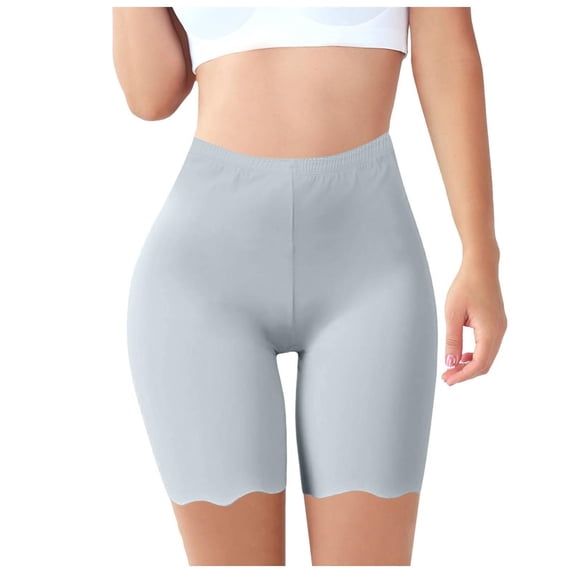 Plus Size Ice Silk Underpants for Womens Summer Ruffled Edge Trim Leggings Quick Dry Active Shorts High Waisted Pull On Stretch Shorts 2026 Fashion