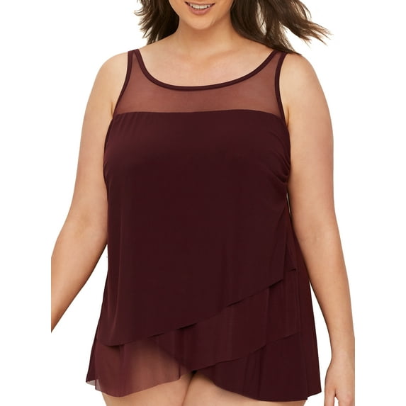 Plus Size Illusionists Mirage Underwire Tankini Top Swimsuit
