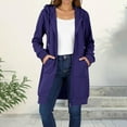 thumbnail image 1 of Plus Size Jackets For Women Solid Color Thickening And Fleece Casual Zipper Long Sleeve Pocket Hooded Long Winter Purple Sweatshirts S-2XL, 1 of 9