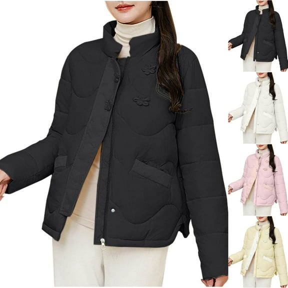 Plus Size Jackets For Women Trendy Casual Long Sleeve Solid Button Pocket Black Fall And Winter Coats Jackets (M)