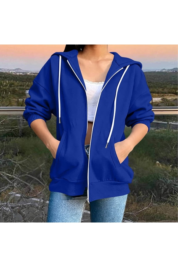 Plus-Size Jackets For Women Relaxed Solid Color Zip Up Drawstring Three Quarter Sleeve Elastic Cuffed Jacket For Casual Warm Weather Wear Summer Jackets For Women