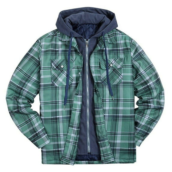 Plus Size Jackets for Men Clearance Plaid Flannel Jacket Winter Coat Classic Trucker Jackets with Hood