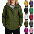 thumbnail image 1 of Plus Size Jackets for Women Casual Hooded Waterproof Regular Long Sleeve Solid Color Outdoor Hiking Drawstring Windbreaker with Pockets, 1 of 9