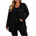 thumbnail image 1 of Plus Size Jackets for Women Collared Button Down Long Sleeve Tunic Shirt Soft Tops for Women Black XL, 1 of 8