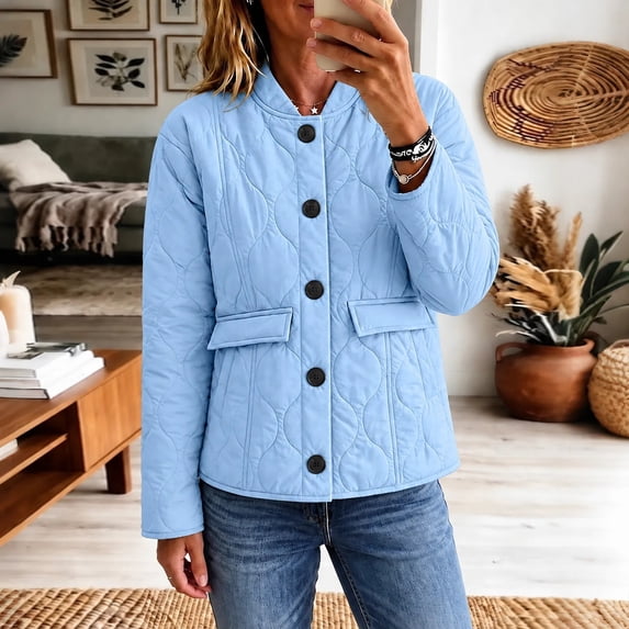 Plus Size Jackets for Women Quilted Lightweight Button Down Puffer Jacket Coats Padded Outwear with Pockets