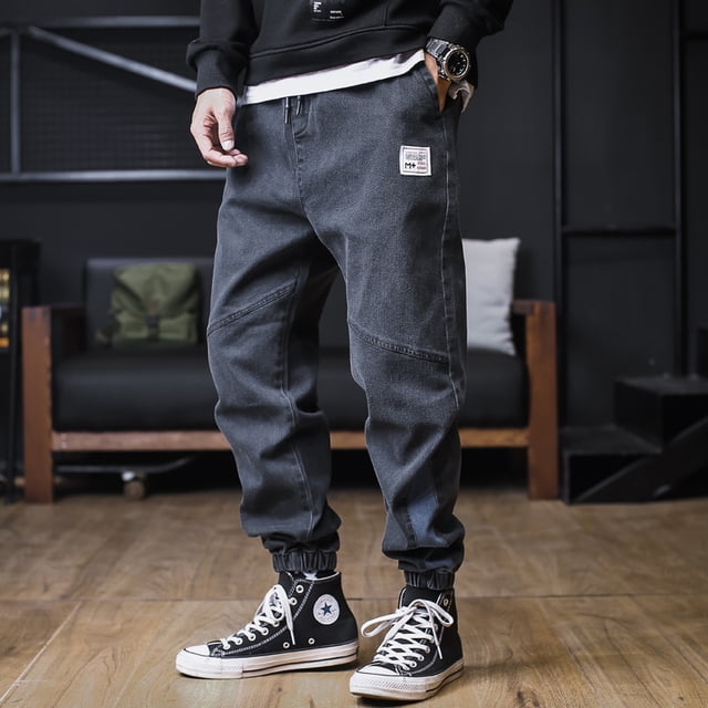 Plus Size Jeans Men Loose Joggers Streetwear Harem Jeans Cargo 