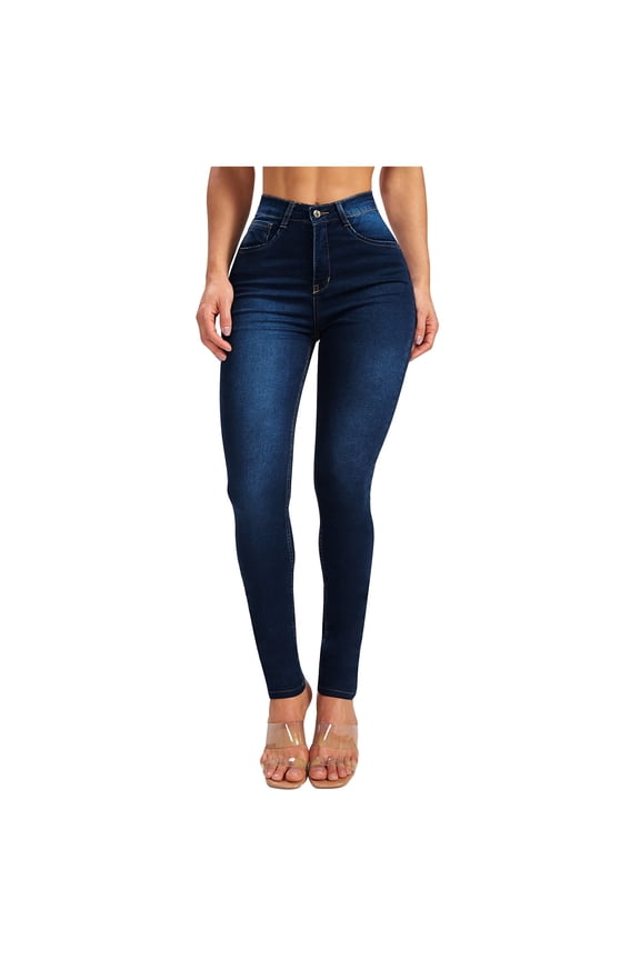 Plus Size Jeans for Women Stretchy Curvy Skinny Jeans for Women High Waisted Slim Fitting Trendy Classic Stretchy Denim Pants Jean Leggings Jeggings with Pockets S-26 Dark Blue M