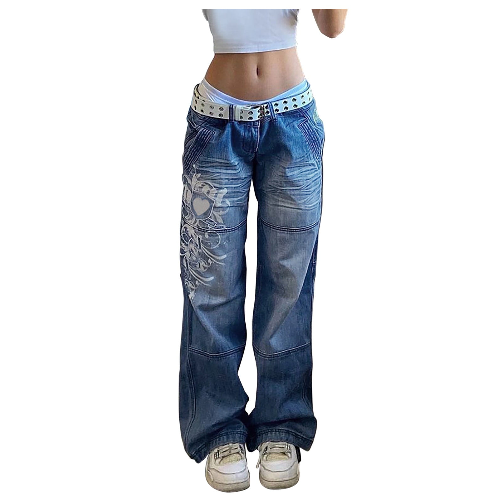 American Punk Women's Straight Fit Slim Washed Print Denim Pants Hot Girl  Shows Thin Retro High Waist Casual Cotton Ladies Jeans - AliExpress