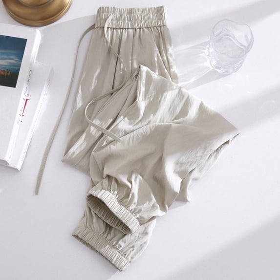 Plus Size Jogger Pants for Women Solid Lightweight Elastic High Waist Drawstring Relaxed Loungewear, Cozy Style, Sizes M-5XL