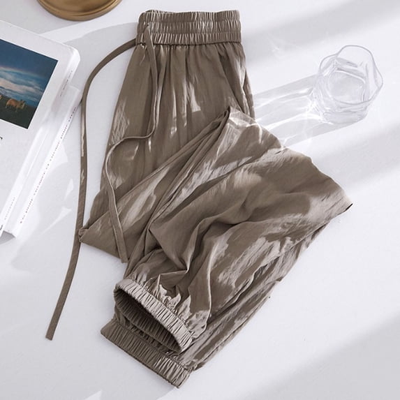 Plus Size Jogger Pants for Women Solid Lightweight Elastic High Waist Drawstring Relaxed Loungewear, Cozy Style, Sizes M-5XL