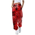 thumbnail image 1 of Plus Size Joggers for Women High Waisted Halloween Printed Lightweight Sweatpants Drawstring Smooth Trousers with Pocket Fall Winter Womens Pants, 1 of 5