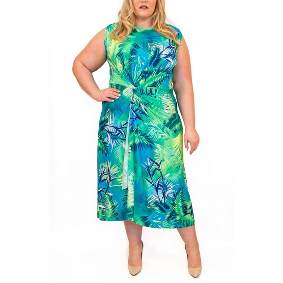 Plus Size Jude Dress Blue Palm 1X