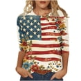 thumbnail image 1 of Plus Size July 4th Tshirts Womens 3/4 Length Sleeve Crewneck Graphic Tees Funny Holiday Patriotic Outfits Beige, L, 1 of 5