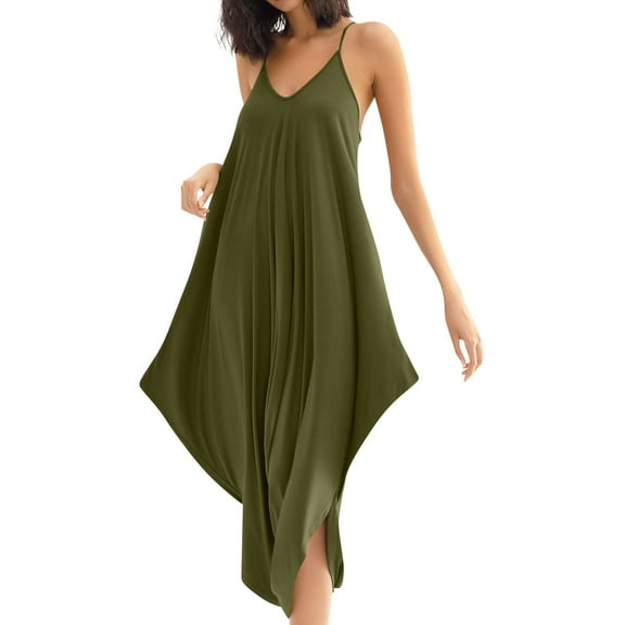 Plus Size Jumpsuit Women's Casual Sleeveless Loose Straps Solid High Waist Wide Leg Jumpsuit Rompers With Pocket Jumpsuit For Women Summer