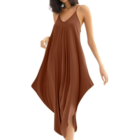 Plus Size Jumpsuit Clearance Women's Casual Sleeveless Loose Straps Solid High Waist Wide Leg Jumpsuit Rompers With Pocket Jumpsuit For Women Summer