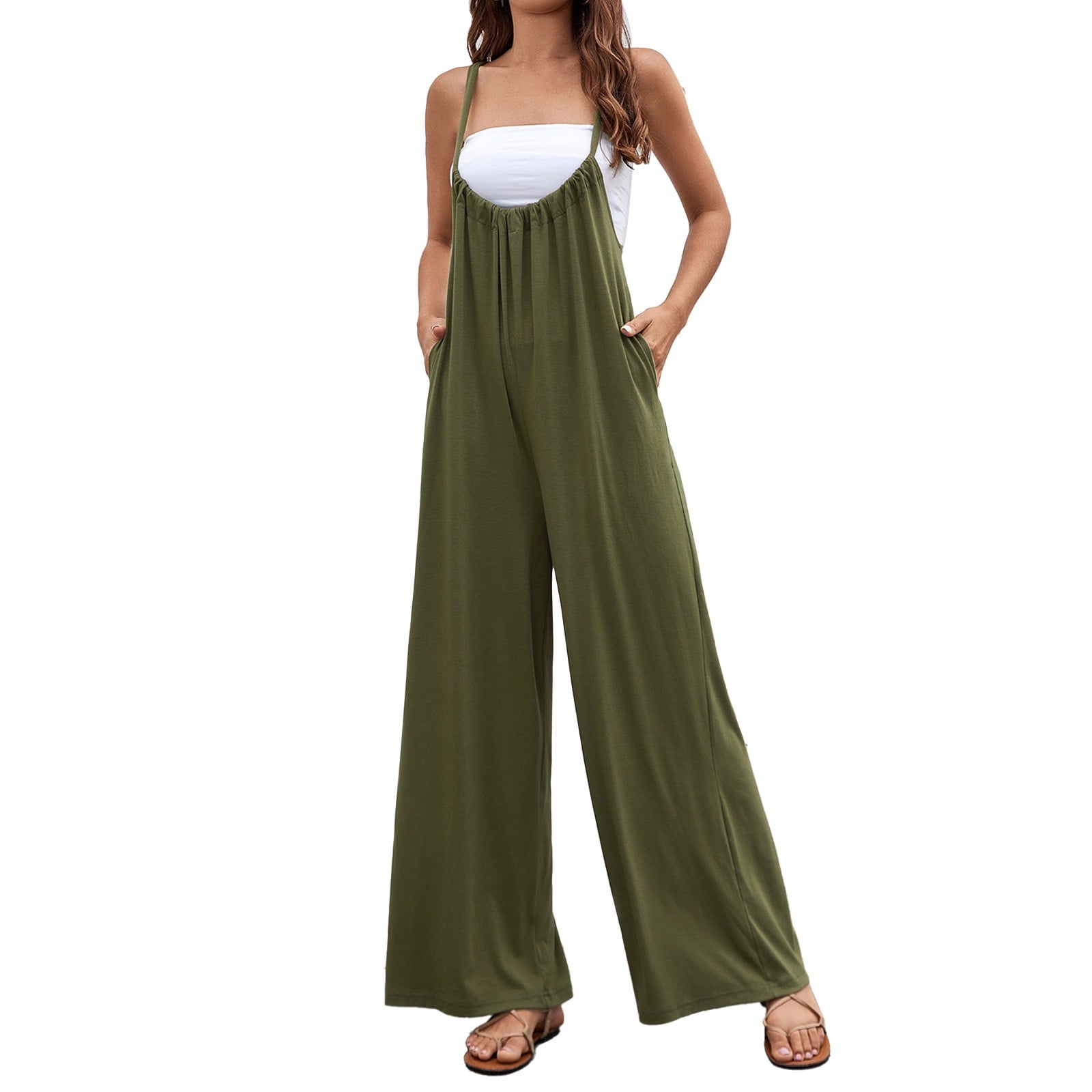 Plus Size Jumpsuit Curvy Women Ladies Suspender High Waist Backless ...
