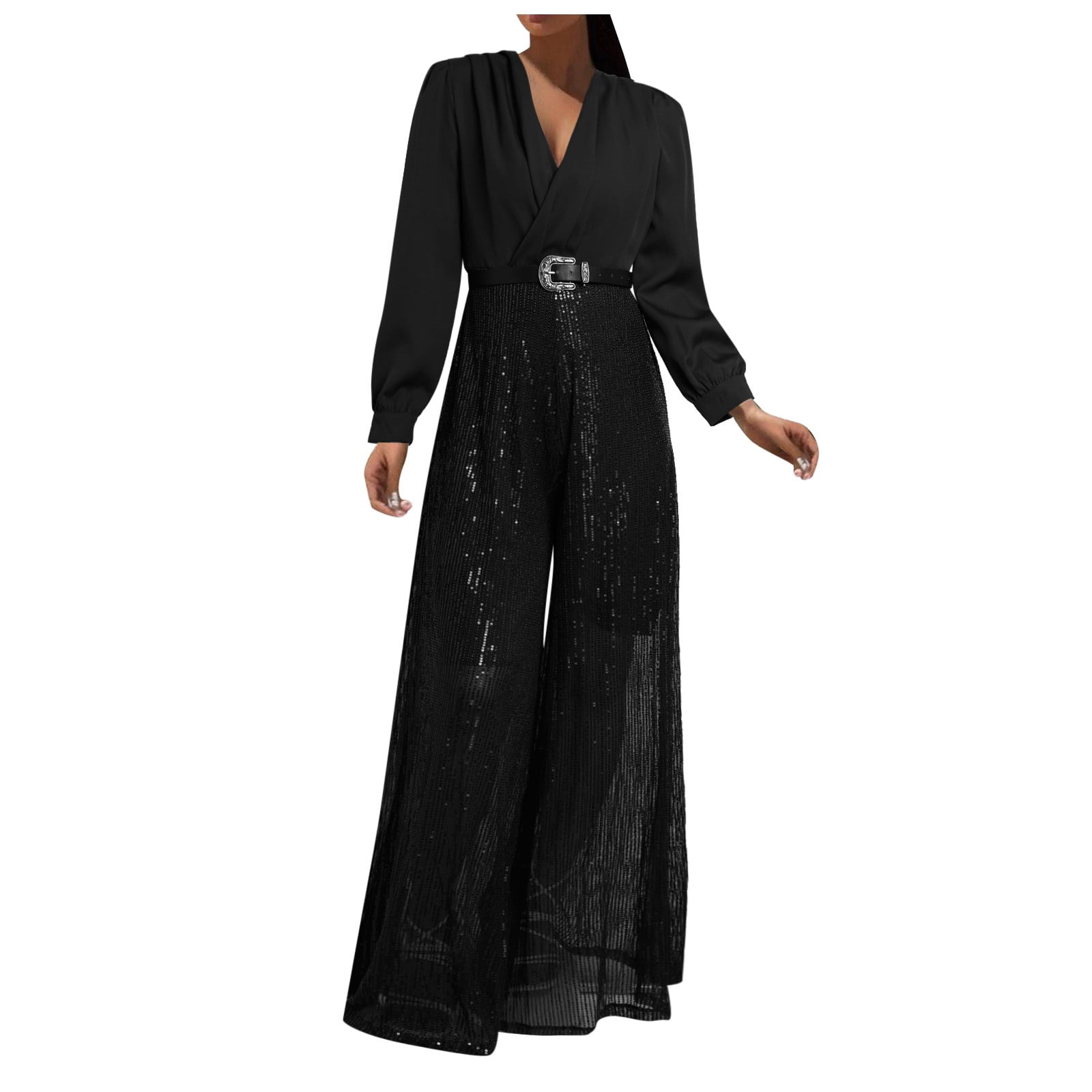 Plus Size Printed V-Neck Wide Leg Jumpsuit