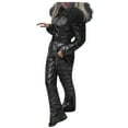 thumbnail image 1 of Plus Size Jumpsuit Women Solid Casual Thick Hot Snowboard Skisuit Outdoor Sports Zipper Cotton Padded Hooded Jumpsuit Ski Suit,Brown Women'S Nylon Jumpsuit L, 1 of 5
