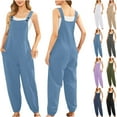 thumbnail image 1 of Ausyst Jumpsuits for Women Dressy Casual Fashion Women Casual Cold Shoulder Jumpsuit Solid Button Suspender Jumpsuits Wide Pocket Leg Pant, 1 of 6