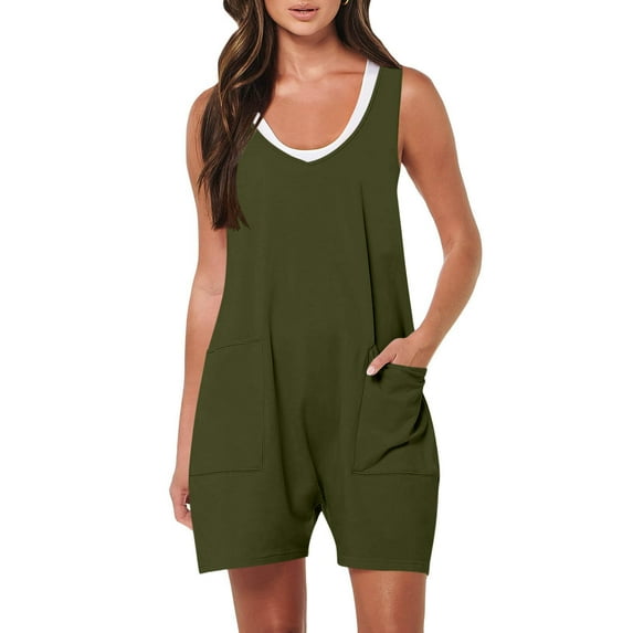 Women Short Romper Jumpsuits for Shorts Summer Casual Loose Sleeveless