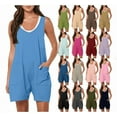 thumbnail image 1 of Women Short Romper Jumpsuits for Shorts Summer Casual Loose Sleeveless, 1 of 9