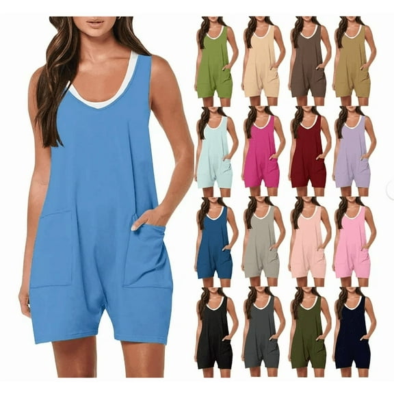 Women Short Romper Jumpsuits for Shorts Summer Casual Loose Sleeveless