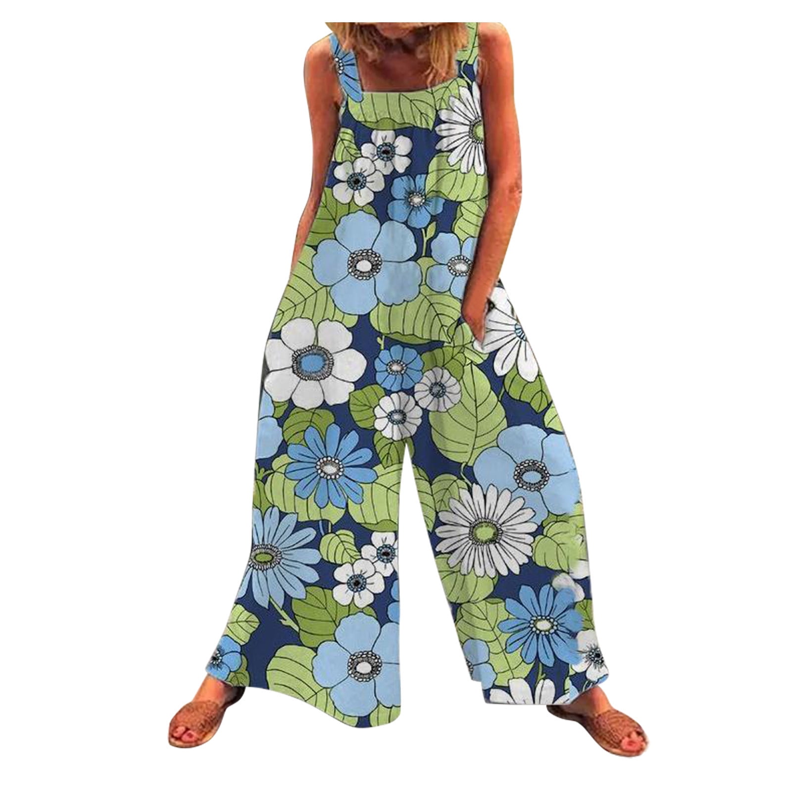 Plus Size Jumpsuits for Women Print Summer Fashion Casual Print Floral Jumpsuit Rompers Overalls Walmart