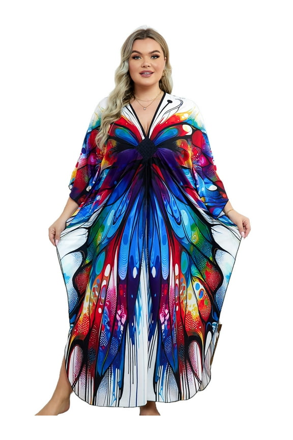 Plus Size Kaftan Dresses for Women Long Caftan Loungewear Maxi Beach Dress Oversized Beachwear Elegant House Wear Nightgown moomoo Dress Vacation Outfits Summer Mexico Resort Tunic Maternity Dresses