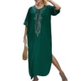 thumbnail image 1 of Plus Size Kaftan Dresses for Women Beach Caftan Loungewear Mexican Embroidered Dress Long Beach Tunic Summer Elegant Vacation Outfit Long Sleeve Robe, 1 of 10