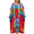 thumbnail image 1 of Plus Size Kaftan Dresses for Women Maxi Beach Dress Loungewear Batwing Sleeve Caftans Long Bathing Suit Cover Up moomoo Dress, 1 of 9