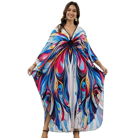 Plus Size Kaftan for Women Print Summer Caftan Loungewear Maxi Beach Dress Casual Housewear Over Sized moomoo Dresses Night Gown Resort Tunic Beachwear
