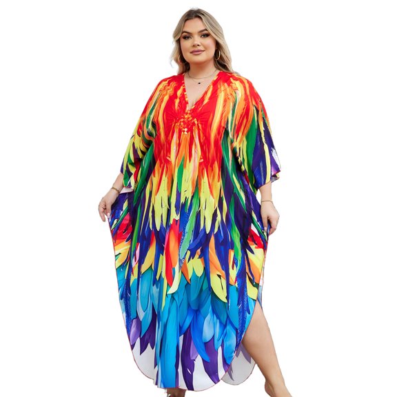 Plus Size Kaftan for Women Print Summer Caftan Loungewear Maxi Beach Dress Casual Housewear Over Sized moomoo Dresses Night Gown Resort Tunic Beachwear