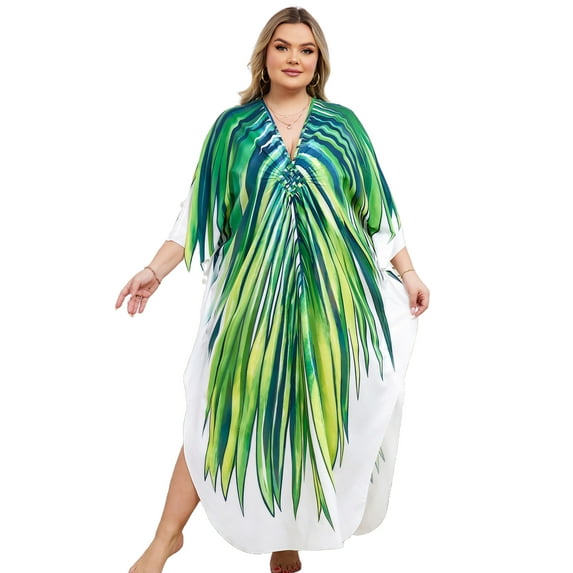 Plus Size Kaftan for Women Print Summer Caftan Loungewear Maxi Beach Dress Casual Housewear Over Sized moomoo Dresses Night Gown Resort Tunic Beachwear
