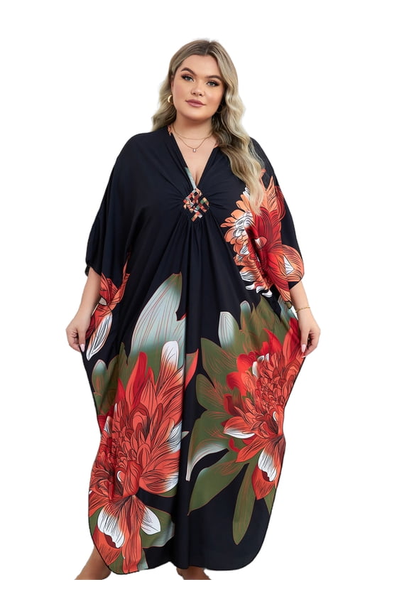 Plus Size Kaftan for Women Print Summer Caftan Loungewear Maxi Beach Dress Casual Housewear Over Sized moomoo Dresses Night Gown Resort Tunic Beachwear