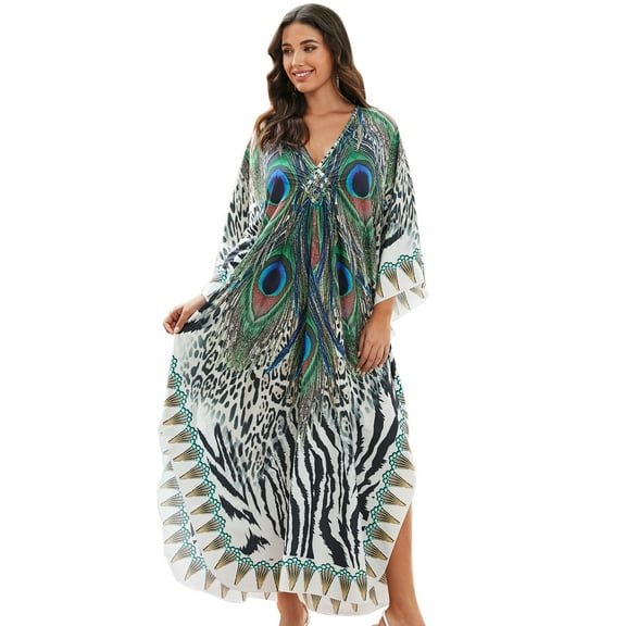 Plus Size Kaftan for Women Print Summer Caftan Loungewear Maxi Beach Dress Casual Housewear Over Sized moomoo Dresses Night Gown Resort Tunic Beachwear