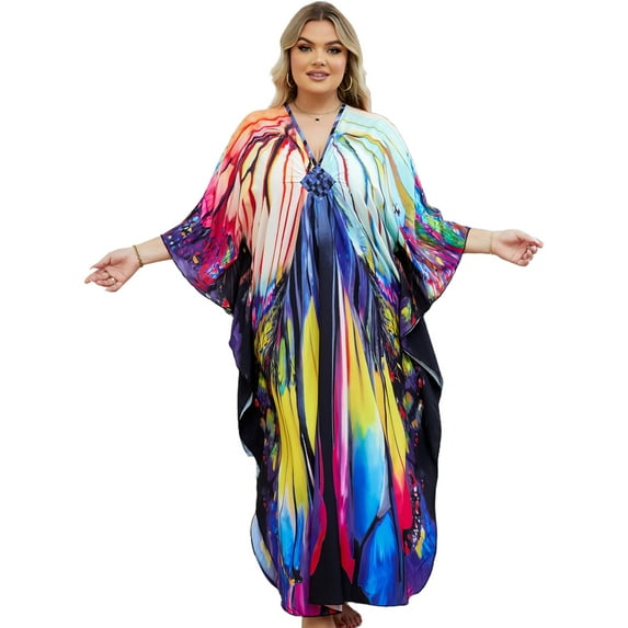 Plus Size Kaftan for Women Print Summer Caftan Loungewear Maxi Beach Dress Casual Housewear Over Sized moomoo Dresses Night Gown Resort Tunic Beachwear