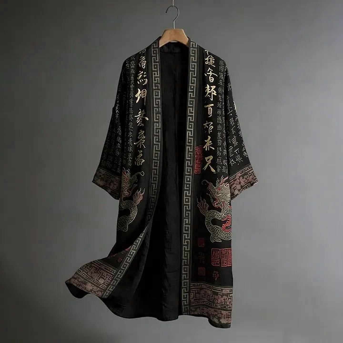 Plus Size Kimono Cardigan Men Men's Japanese Long Samurai Costume ...