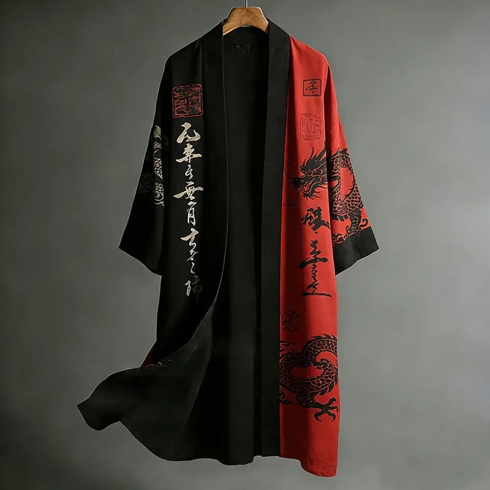 Plus Size Kimono Cardigan Men Men's Japanese Long Samurai Costume ...