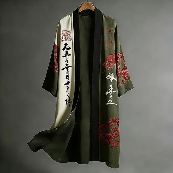 Plus Size Kimono Cardigan Men Men's Japanese Long Samurai Costume ...