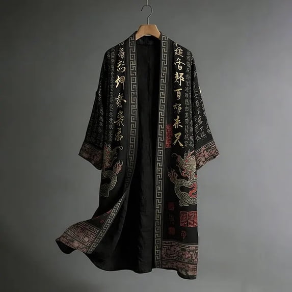 Plus Size Kimono Cardigan Men Men's Japanese Long Samurai Costume ...