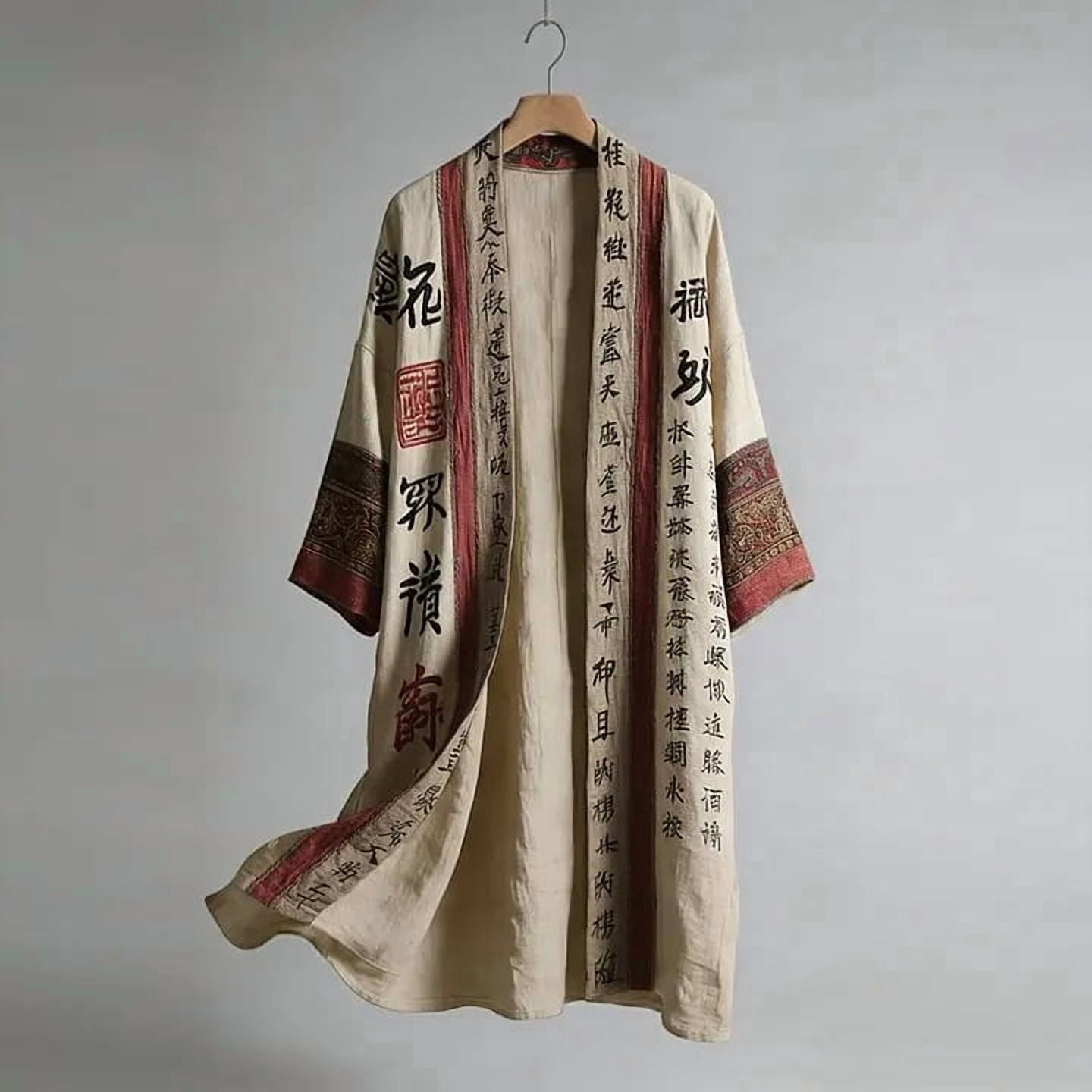 Plus Size Kimono Cardigan Men Men's Japanese Long Samurai Costume ...