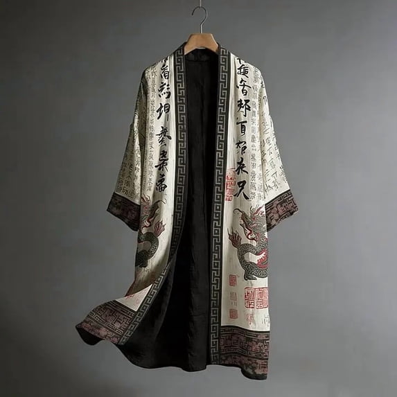 Plus Size Kimono Cardigan Men Men's Japanese Long Samurai Costume ...