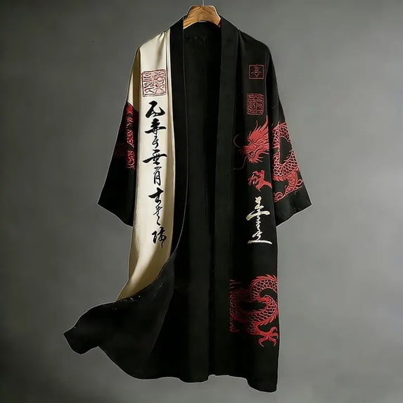 Plus Size Kimono Cardigan Men Men's Japanese Long Samurai Costume ...