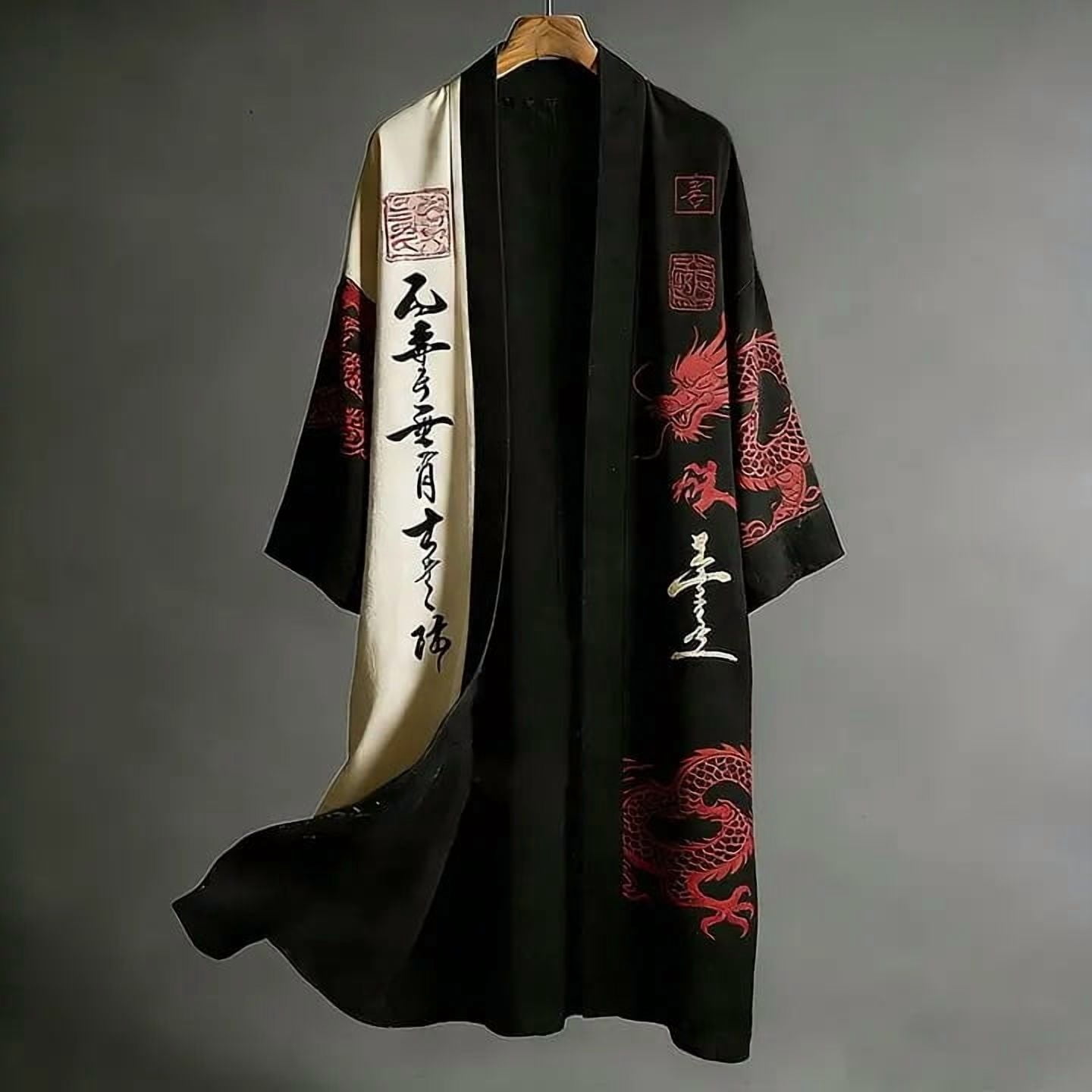 Plus Size Kimono Cardigan Men Men's Japanese Long Samurai Costume ...